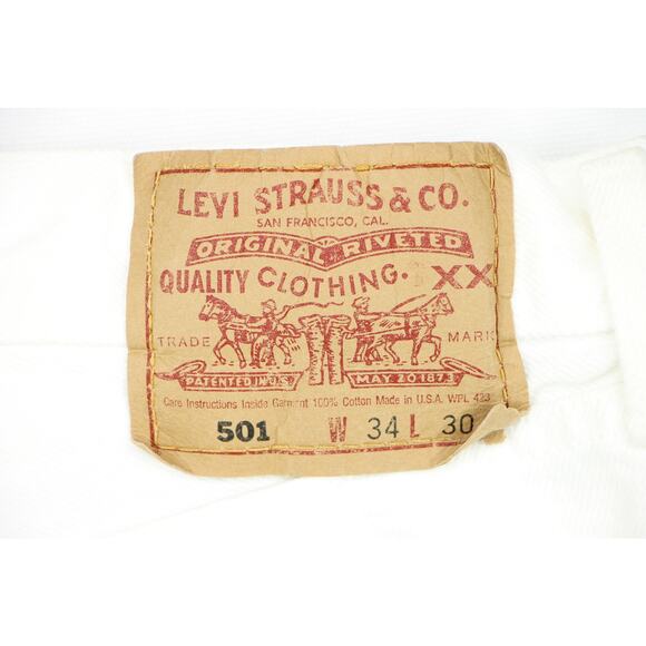 Vintage Levi's 501 White Rock Grunge High Waisted Festival Mom Denim Jeans 32 - Picture 3 of 5